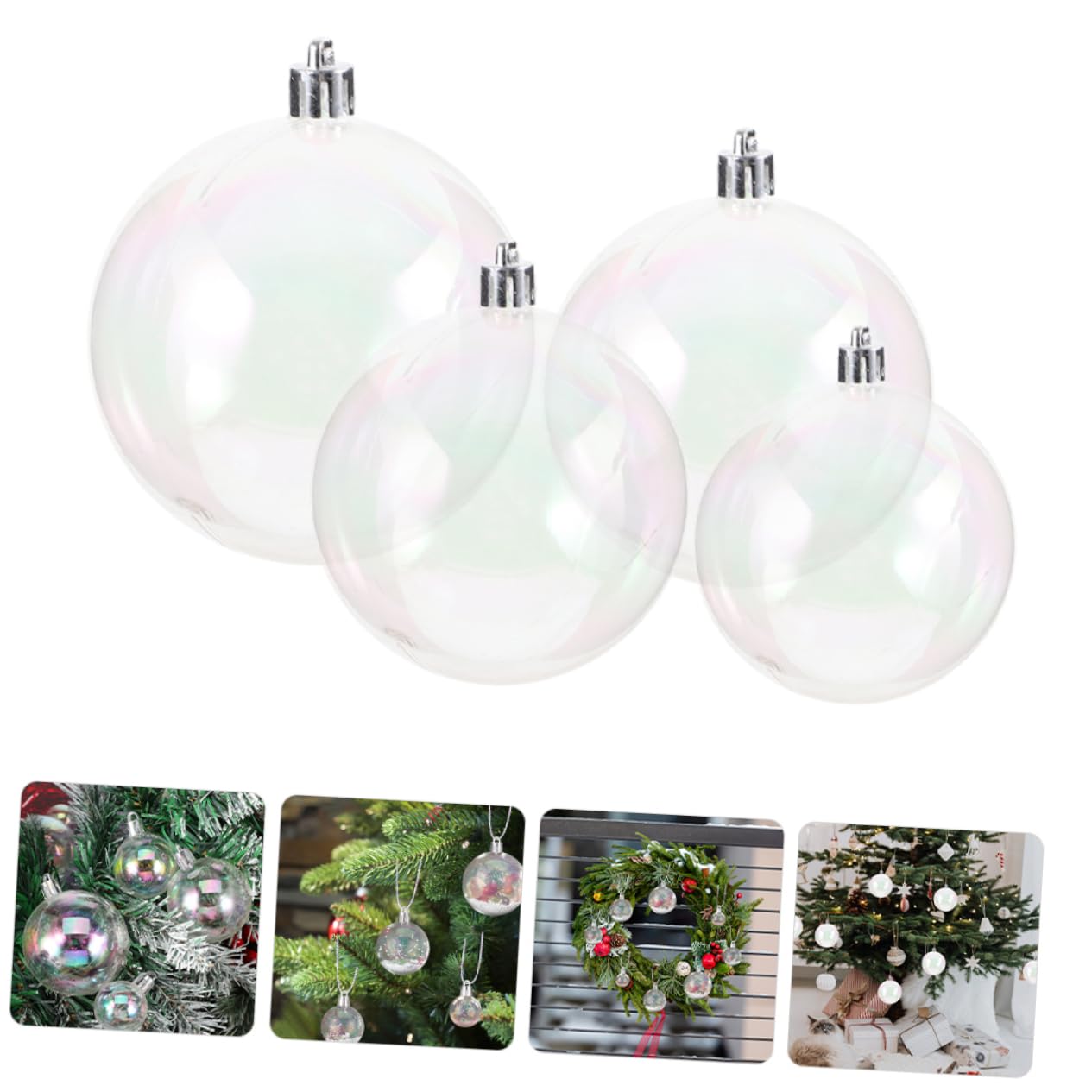 Alasum 40piezas Bolas Navideñas Colgantes Decorativas De Plástico Transparentes Iridiscentes Rellenables para Árboles De Navidad Fiestas y Decoración De Ventana
