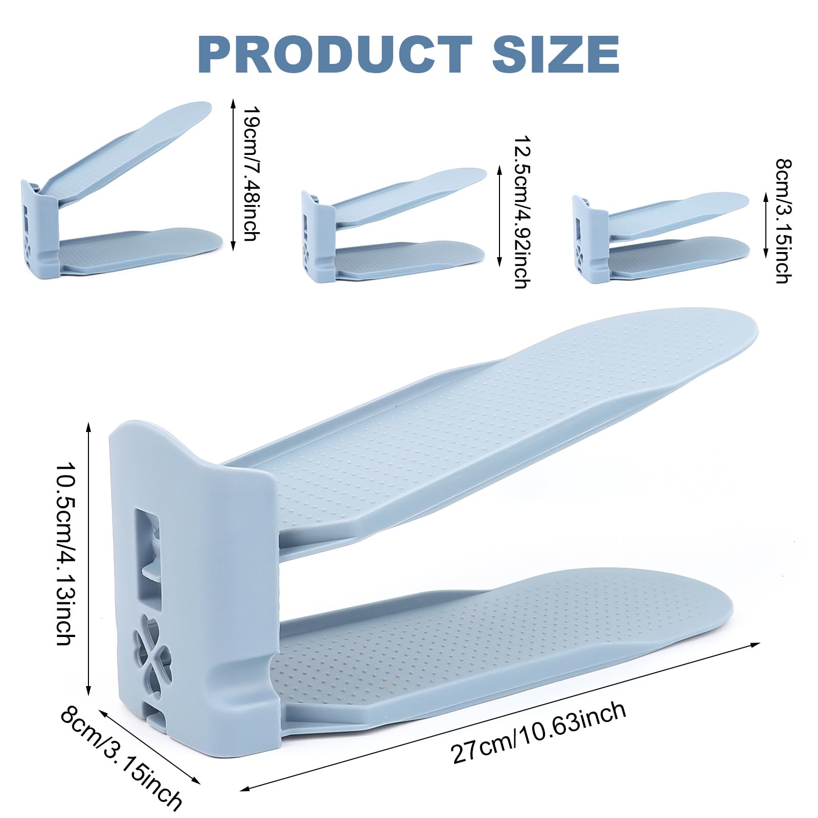 MXTIMWAN 10 Piezas Organizadores Ajustables de Zapatos, Soporte de Calzado de Altura Ajustable, Material PP, Zapatero Simple para Apilar los Zapatos, Ahorra Espacio