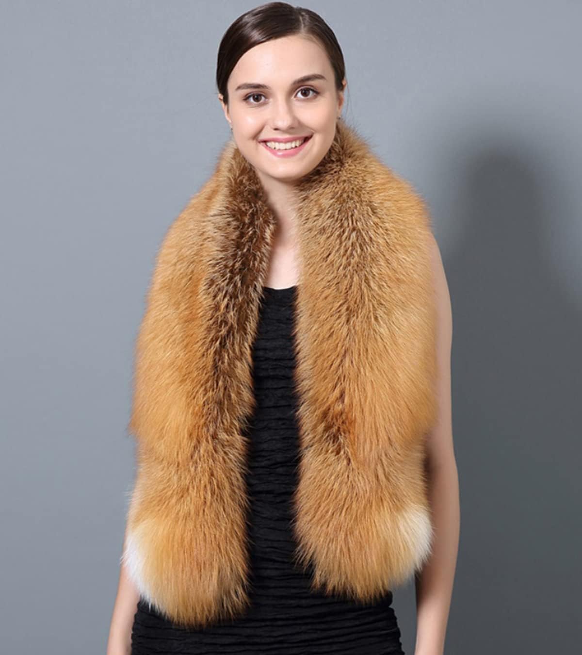 Womens Winter Scarf Genuine Whole Fox Hair Neck Warmer Lady Neckerchief Wrap Wedding Party