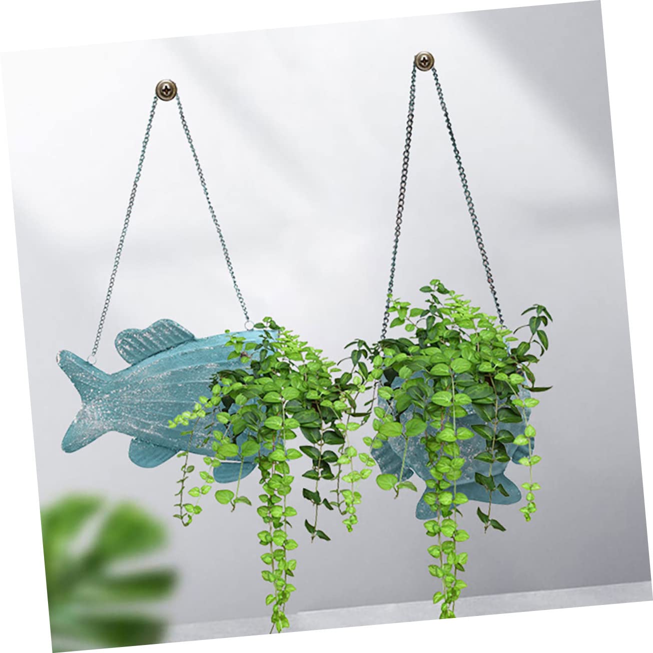 Hemobllo Fischblumentopf Wandhänger aus Eisen 2 Stück für Wanddekoration