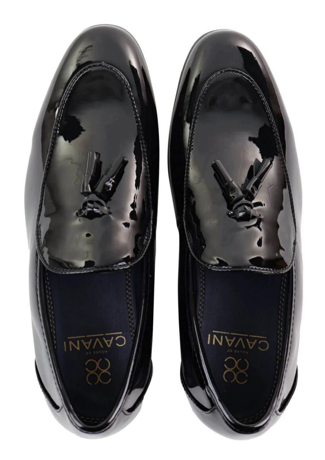 Mocassini da Uomo in Pelle Verniciata Nera con Nappa ClassicI Eleganti Slip On