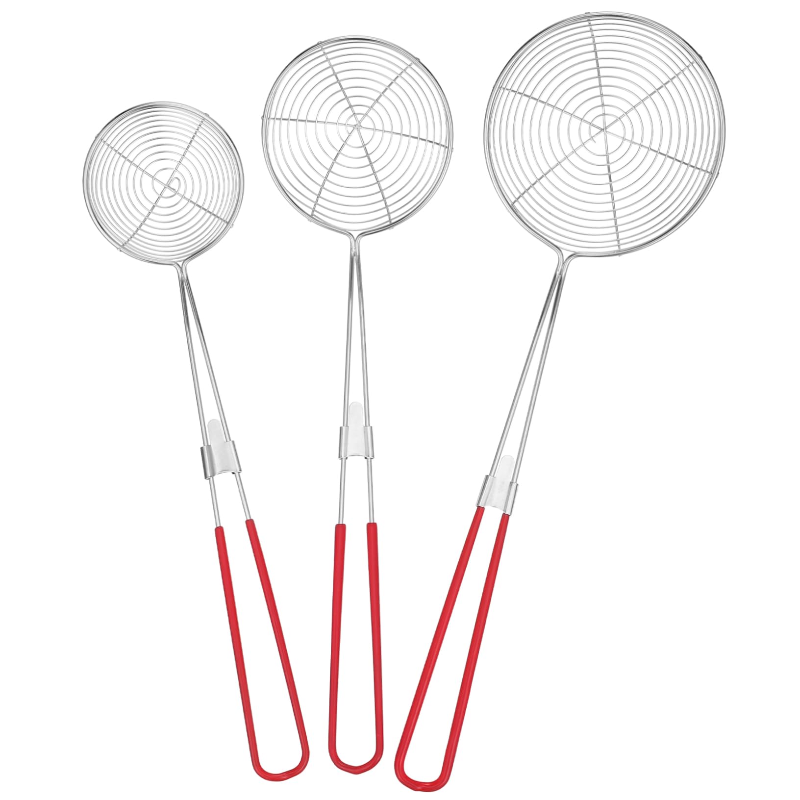 HEALEEP 3pcs Spider Strainer Stainless Steel Colanders Skimmer Ladle with Handle Versatile Cooking Tools for Pasta Oil Draining and Food Preparation