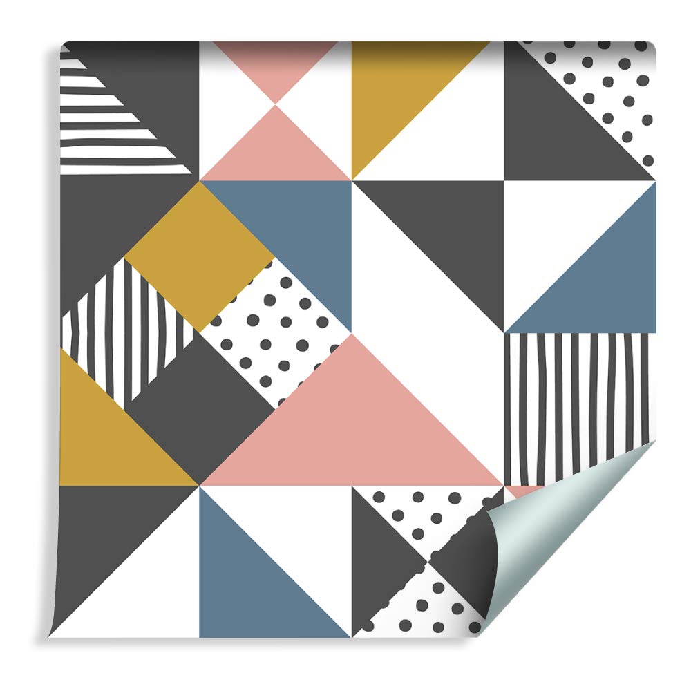 Papel pintado de fieltro de 10 m, diseño de triángulos, geométrico, 1000 x 53 cm, papel pintado para pared, salón, dormitorio, decoración de pared moderna