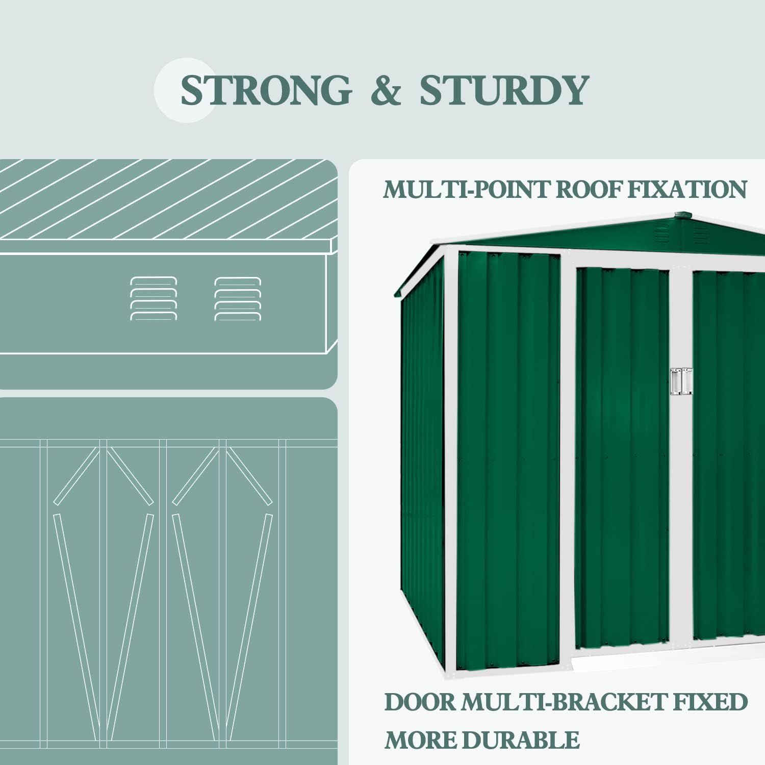 Prоmо 40% оƒƒ Patiomore 4×6 FT Outdoor Storage Shed Tool House Garden Steel Shed Walk-in,Green Nеw Arrіvаlѕ Patiomore 4×6 FT Outdoor Storage Shed Tool House Garden Steel Shed Walk-in,Green