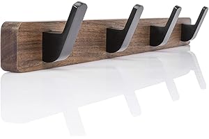 Multipurpose Coat Hooks for Wall Mounting - Sturdy Walnut Hangers for Backpacks,...