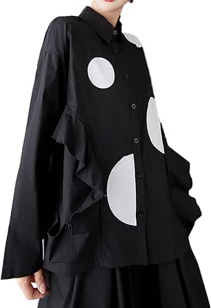 ellazhu Cappotto da donna Button Down Manica Lunga Collo