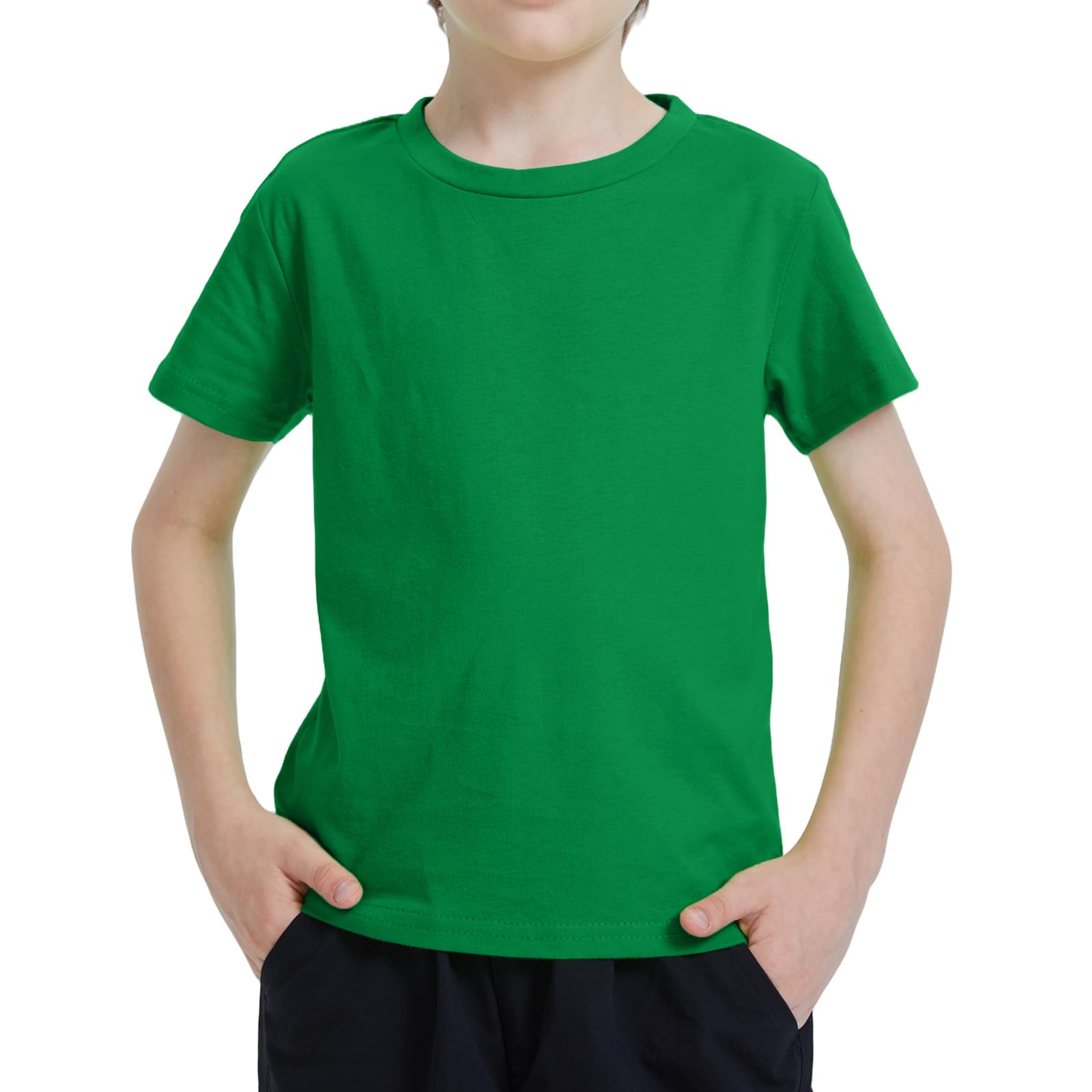 Ewbob Kinder T-Shirt Kurzarm Langarmshirt Baumwolle Rundhals 3–14 Jahre | t shirt kinder,t-shirts für jungen,langarmshirt jungen,Weich & Hautfreundlich, Atmungsaktiv,Strapazierfähig,Alltag & Outdoor