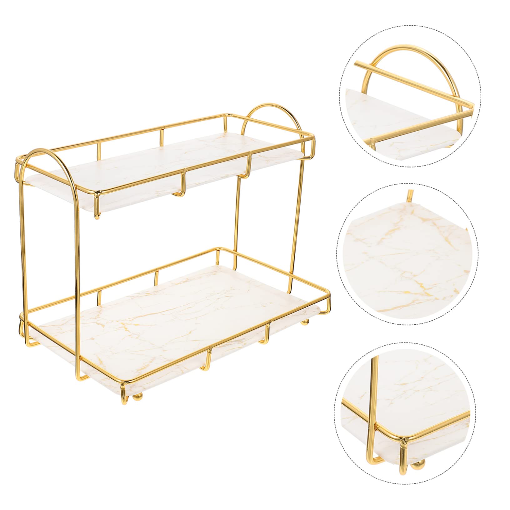 FOMIYES Organizzatore da Bagno Angolare a 2 Livelli in Ferro Bianco, Salvaspazio, Facile da Pulire, per Piano Lavabo e Desktop, Grande Capacità
