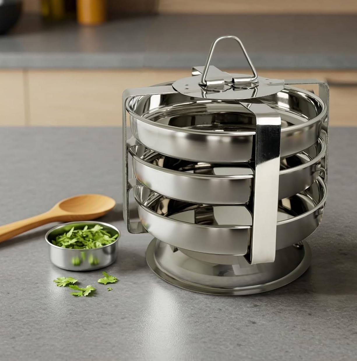 Premium Quality Stainless Steel Thattu Idli Maker Stand with 3 Plates (6 inch) | Fits Most Cookers & Steamers | Ideal for Thattu Idli, Momos, Dhokla & Dumplings-image-19