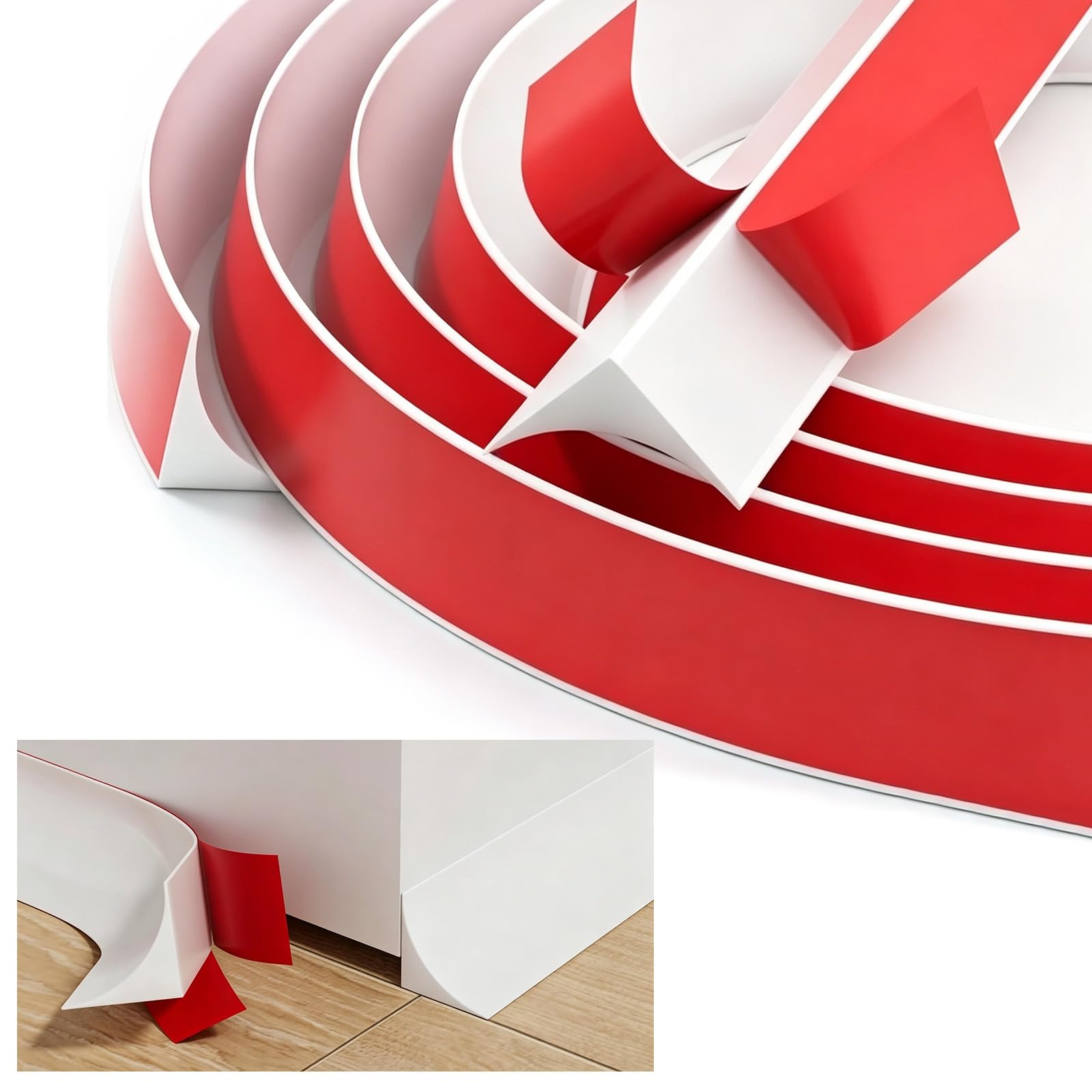 Atnayo Red 6M Floor Trim Self Adhesive, Quadrant Flexible Edging Coving For Ceilings Laminate Flooring And Bath