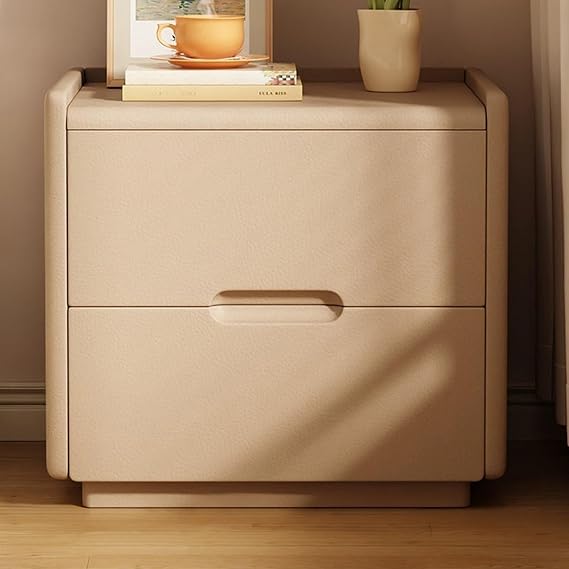 Bedside Table Nightstand with Dual Drawers and Top Shelf for Bedroom Living Room Storage Bedroom(White,Large)