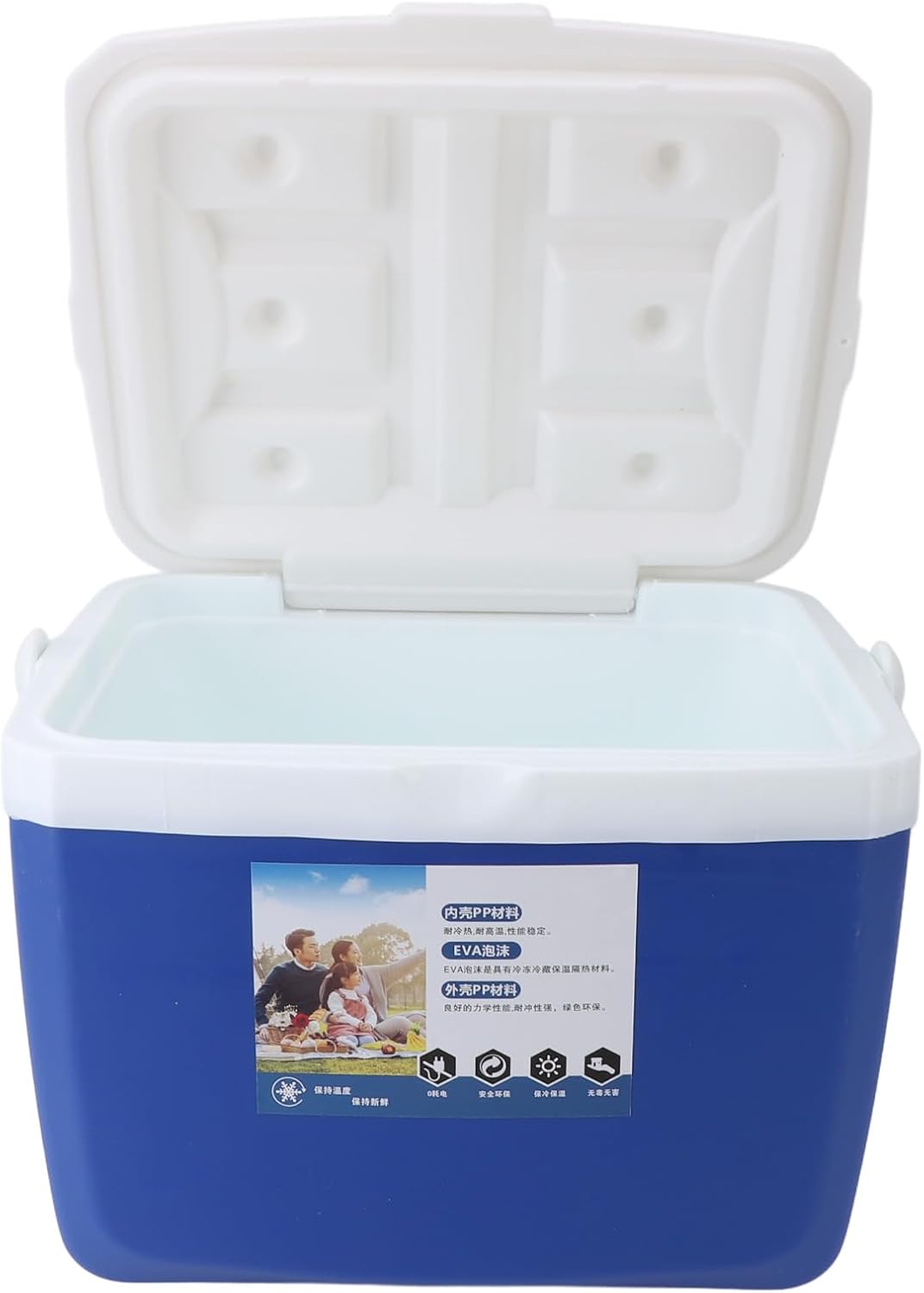 Insulated Portable Cooler Box 13L Leakproof Outdoor Cooler with Carry Handle for Picnics Grill Camping Fishing (Blue)