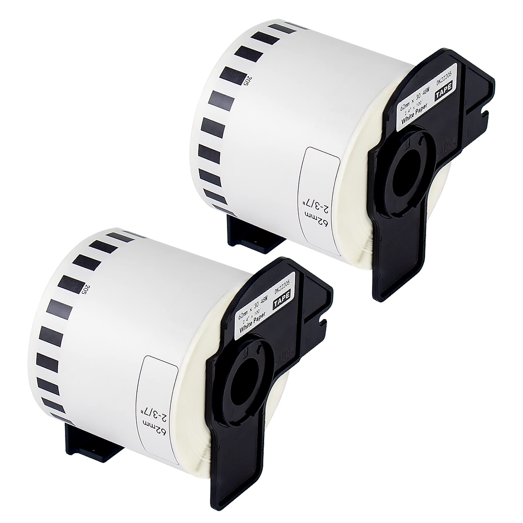 TITBIT 2 Rolls DK-22205 Labels 62mm(W) x 30.48m(L) Standard Address White Sticker Labels Compatible with Brother QL-700 QL-500 QL-570 QL-710W QL-800 QL-810W Label Printers【2 Reusable Label Holders】