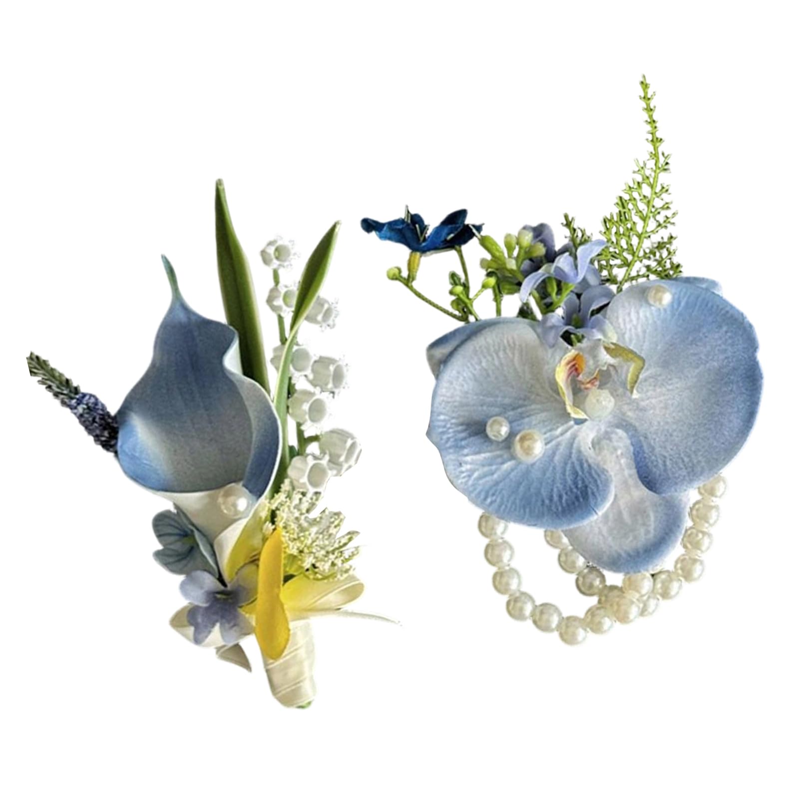 Piceioep Calla Corsage Flower Boutonnieres for Wedding, Proms, Anniversaries, Ceremonies and Beach Parties Artificial Flowers Elegant Faux Calla Boutonniere for Bride and Groom