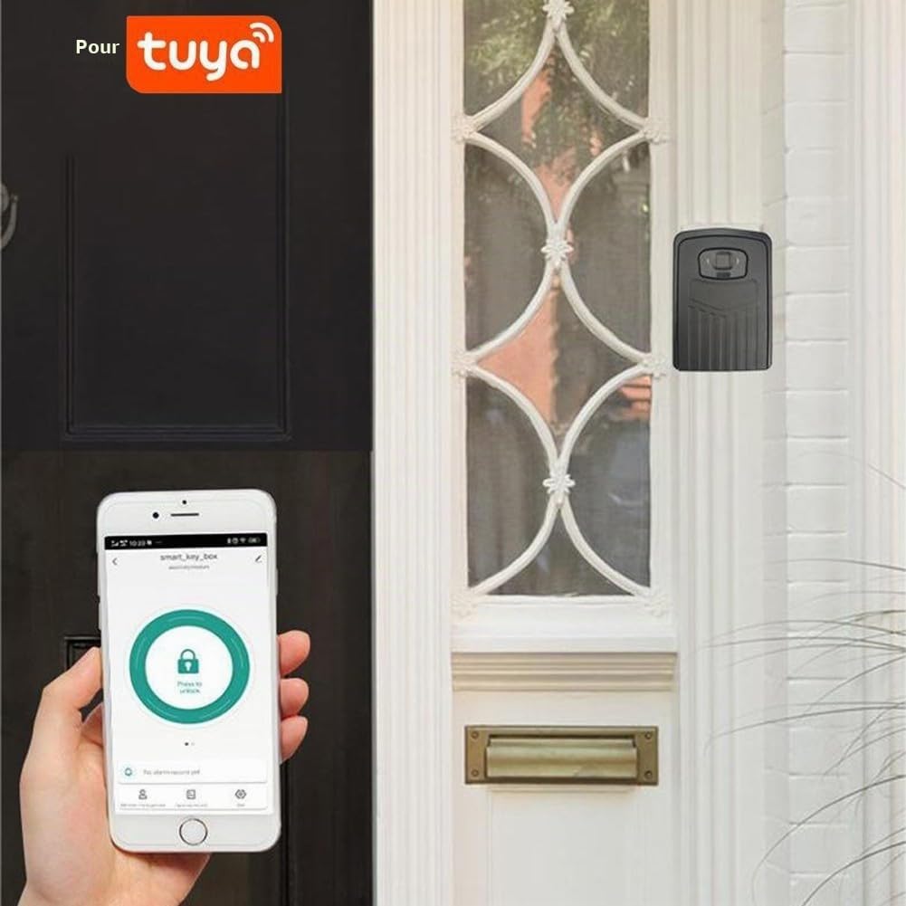 Boîte à clés intelligente avec reconnaissance d'empreintes digitales, pour l'intégration de l'application Tuya, accès multi-utilisateurs, résistant aux intempéries, coffre-fort électronique