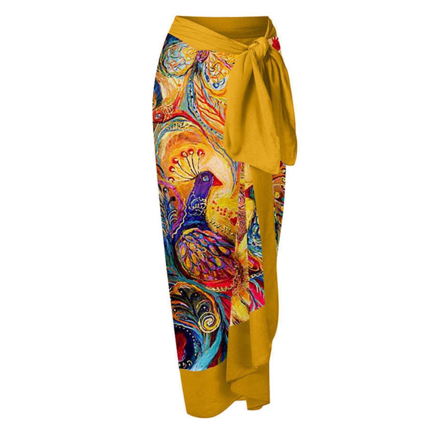 Mujeres Traje De Baño De Dos Piezas con Falda Larga Sarong Playa Cover Up Beachwear para Playa, Piscina, Vacaciones Tropicales (Color : C, Size : M)