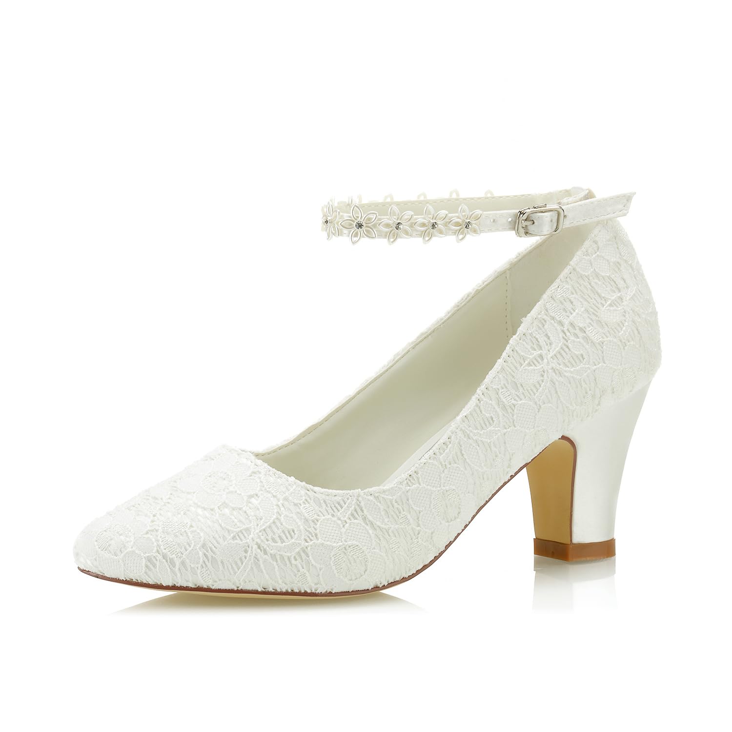 Zapatos de Novia JIAJIA 62311A Tacón Grueso 7cm Satén Flores Boda