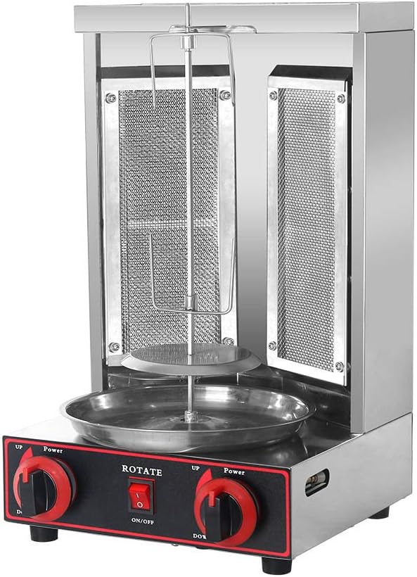 Shawarma Gyro BBQ Meat Machine,Vertical Kebab,Doner Meat Grill,2 Burners Rotisserie Broiler Cooking,for Home or Commercial Use