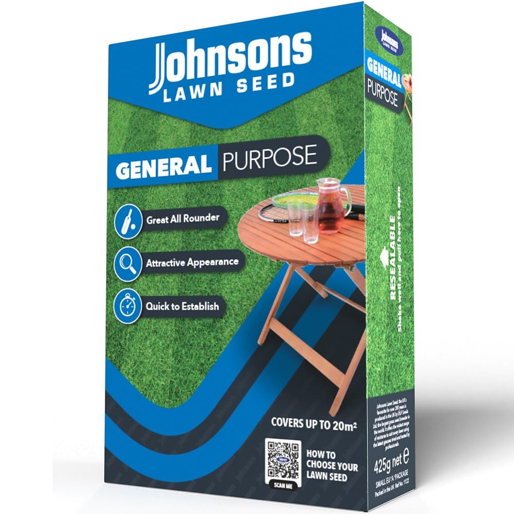 Plant Theory 425g Pack Covers 20m² Johnsons General Purpose Lawn Grass Seed