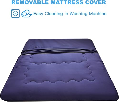 Miniatura 2 de Shikibuton - Colchón de suelo japonés, colchón de futón japonés plegable y portátil con funda lavable, color negro, tamaño individual XL