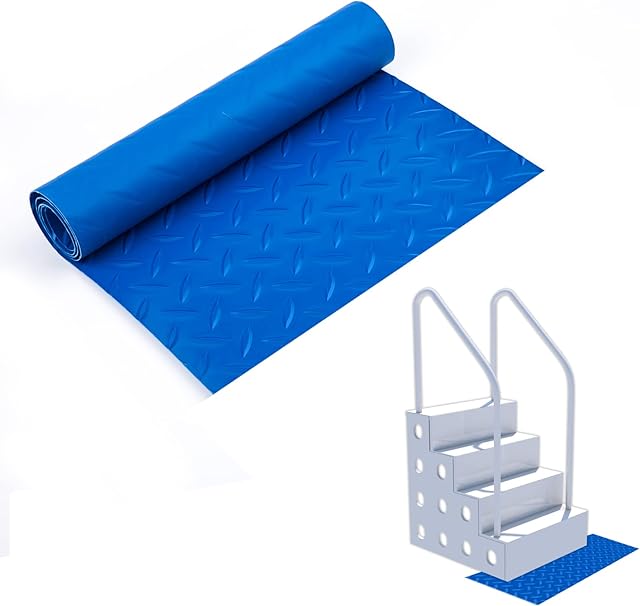 KINBOM 35x9 inch Pool Ladder Pad, Swimming Pool Ladder Mat Protective Pool Ladder Mat Anti-Skidding Pool Supply Step Pad for Pool (Blue)