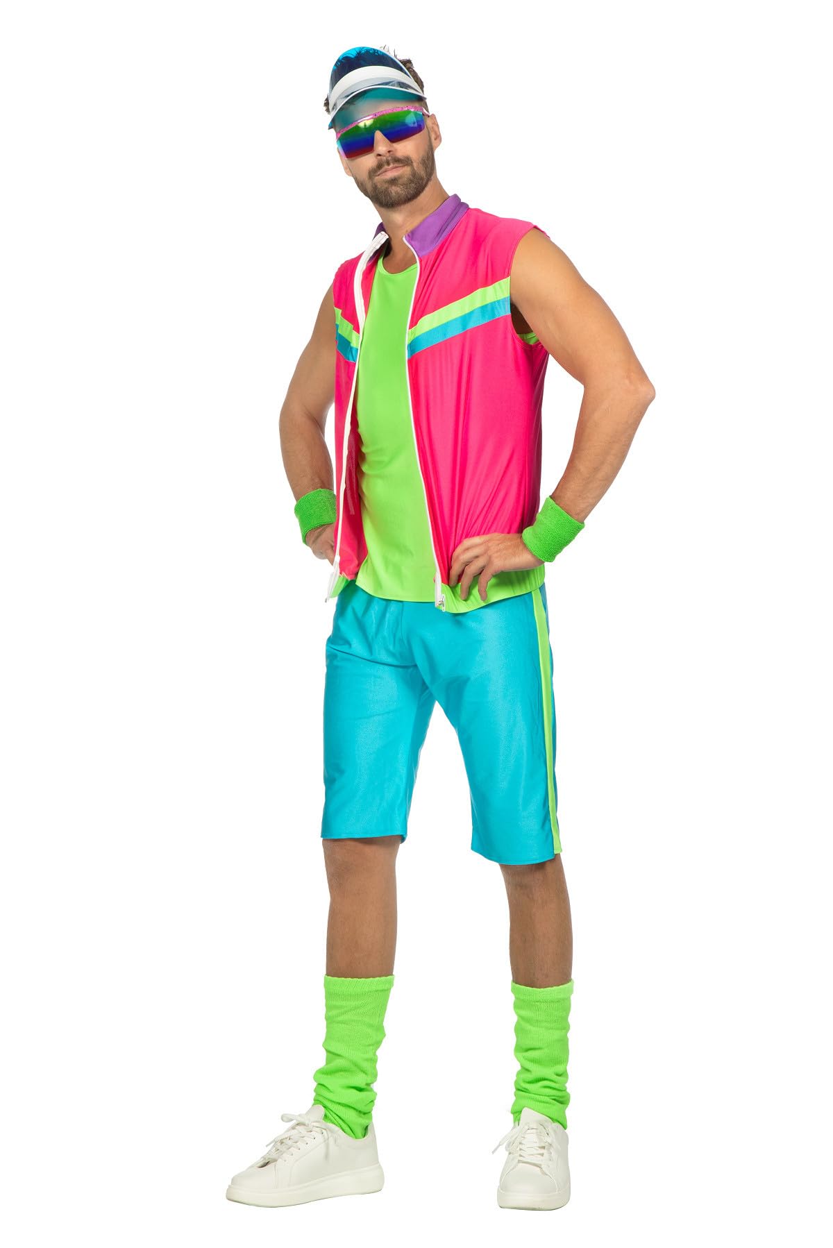 WILBERS & WILBERS 5781 Men's Neon Aerobics Outfit 3-Piece 80s Costume Carnival Schlager Festival
