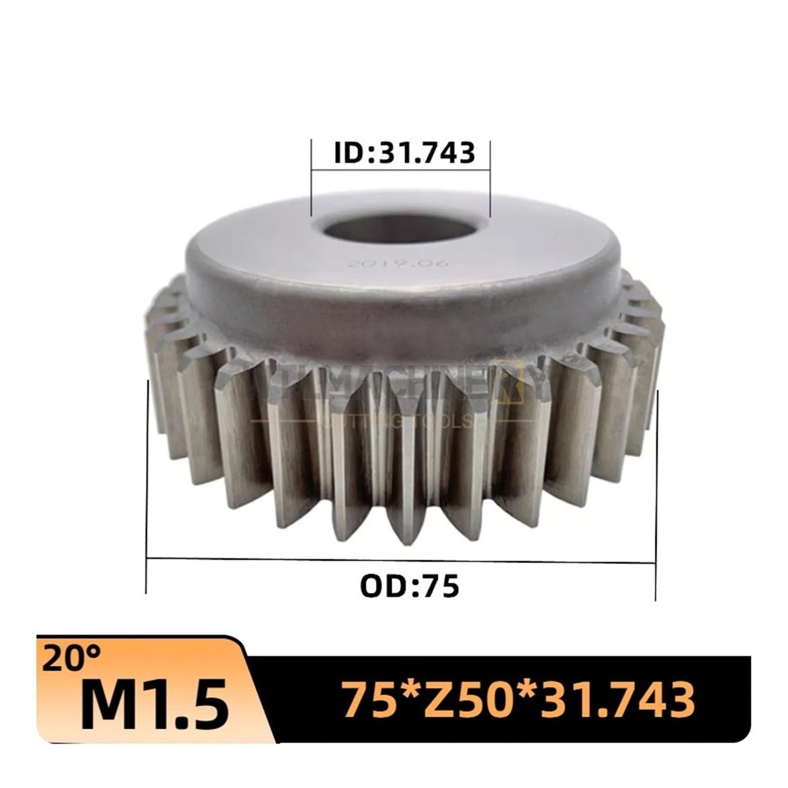 Cortador moldeador de engranajes, forma de cuenco, diente recto HSS 6542 PA20 grados(M1.5-75xZ50x31.743)
