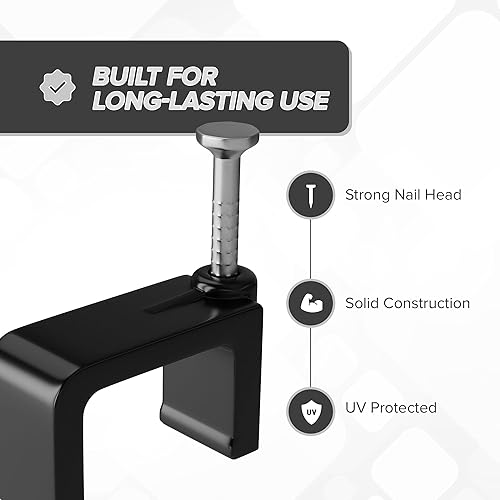 Miniatura 5 de THE CIMPLE CO Clips dobles para cables, 100 unidades, gestión de cables para interiores y exteriores, clips de alambre de 12 pulgada para cable