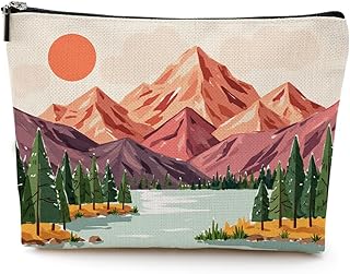 Bolsa de cosméticos turca con lago rojo y mon...