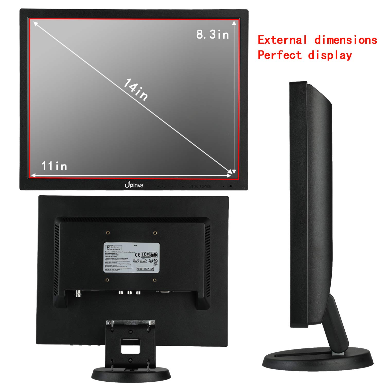 Monitor portatile da 14 pollici, telecamera di sorveglianza con HDMI USB VGA BNC AV, ingresso multifunzione 1024 x 768, display LCD PC, altoparlante integrato