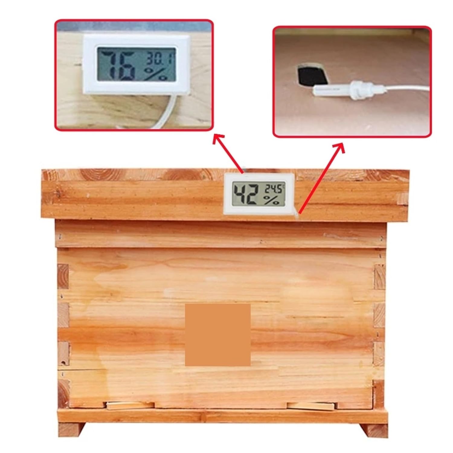 Beekeeping, 5pcs Beekeeping Beehive LCD Digital Display Thermometer and Hygrometer, Electronic Embedded and,for Beekeepers(Black)