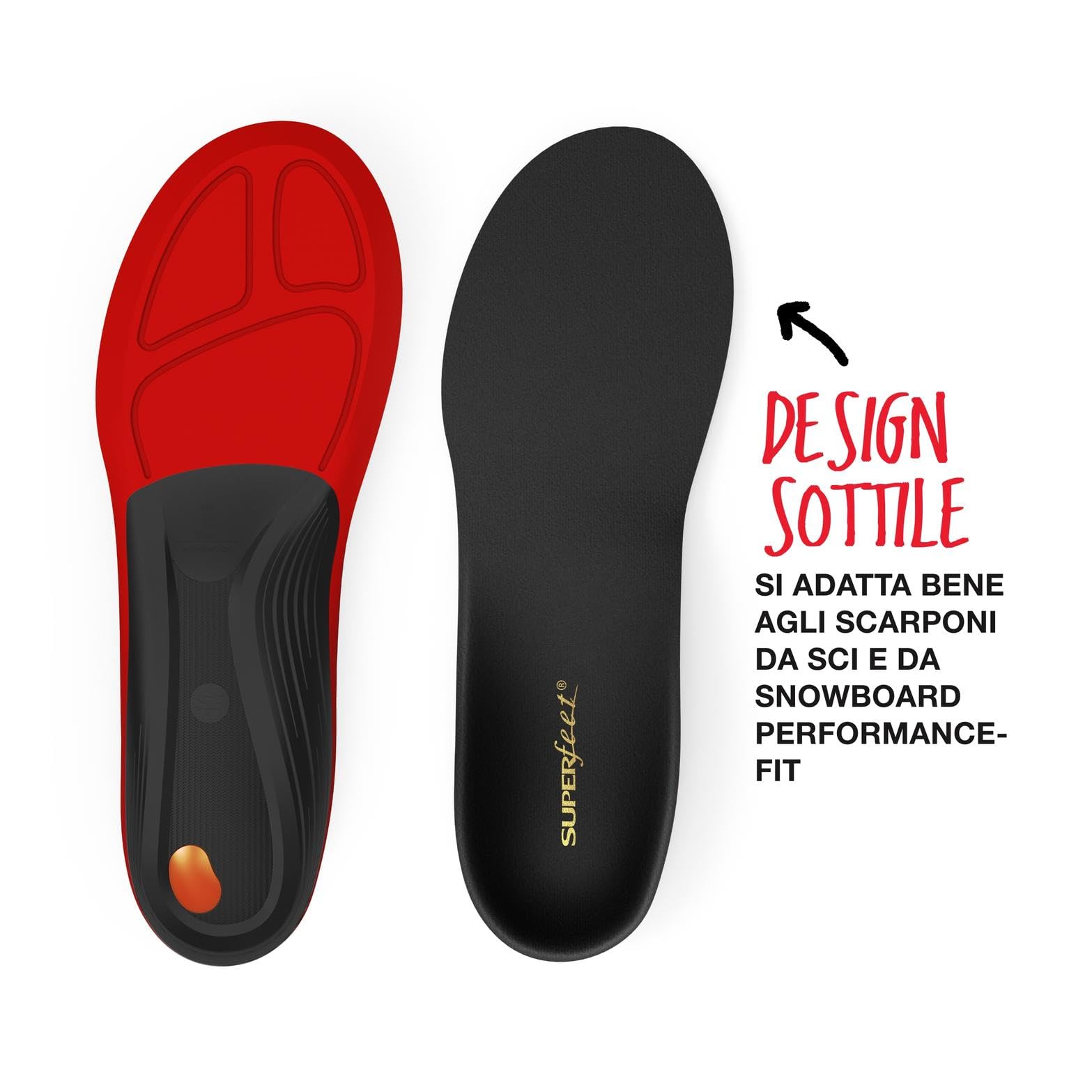 Superfeet Winter Thin Support Solette per Sci e Snowboard, EU 45-46.5 | Sostegno sottile per scarponi da sci e snowboard ad alte prestazioni con copertura termica, rivestimento Moisturewick