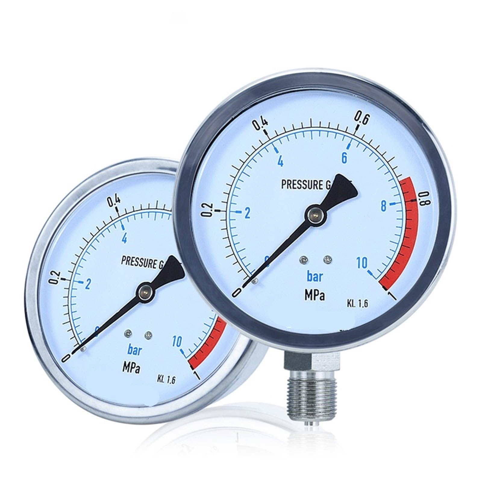 Manómetro hidráulico Radial de Agua de 0-60 MPa, de Acero Inoxidable con glicerina y antivibración, G 1/4 G 1/2, manómetro Digital (YN60BF-1/4, 0-16 MPa)