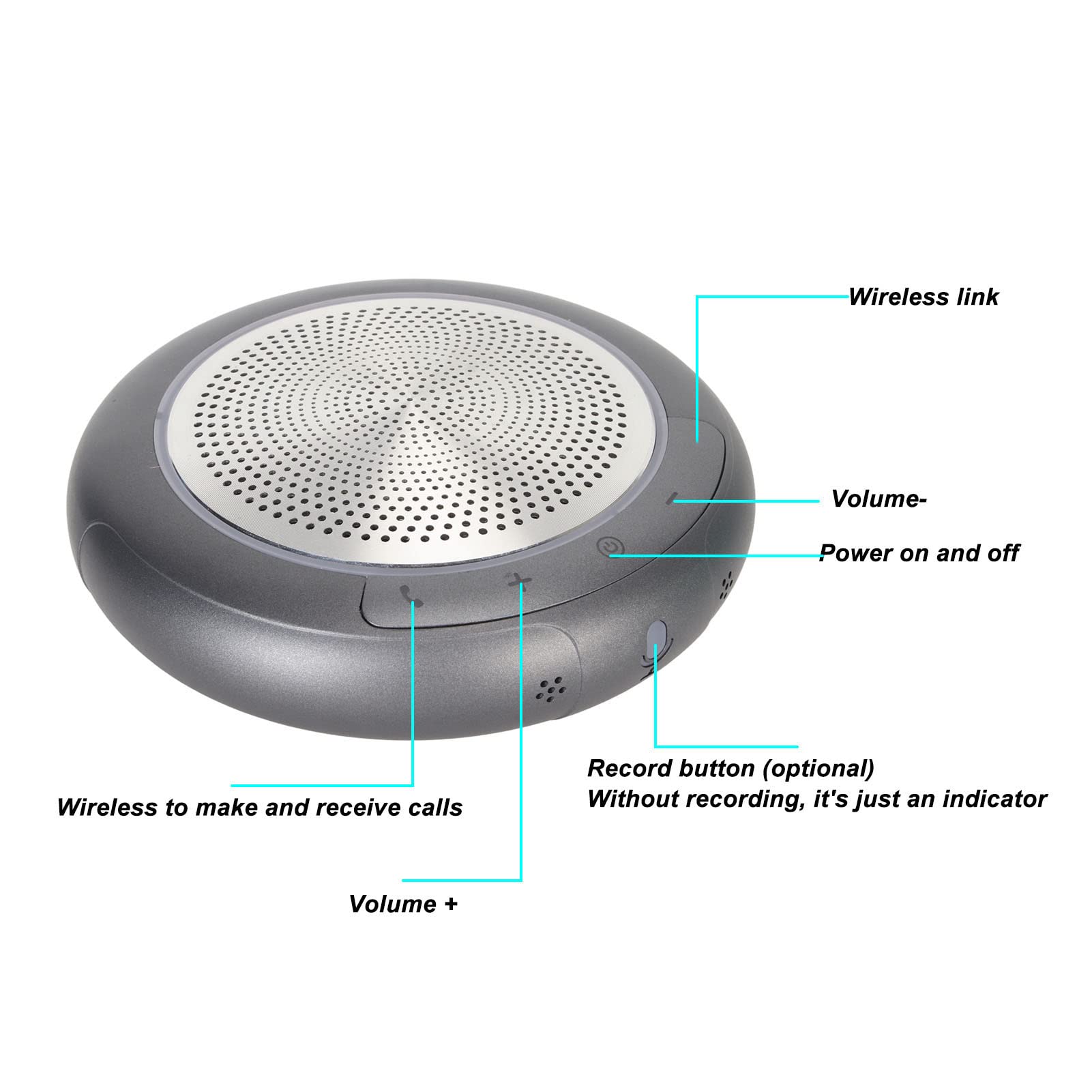 Cyrank Microphone USB De Conférence, Haut-Parleur De Conférence Et Microphone pour Ordinateur De Bureau, Micro Omnidirectionnel à 360 Degrés pour Ordinateur Portable