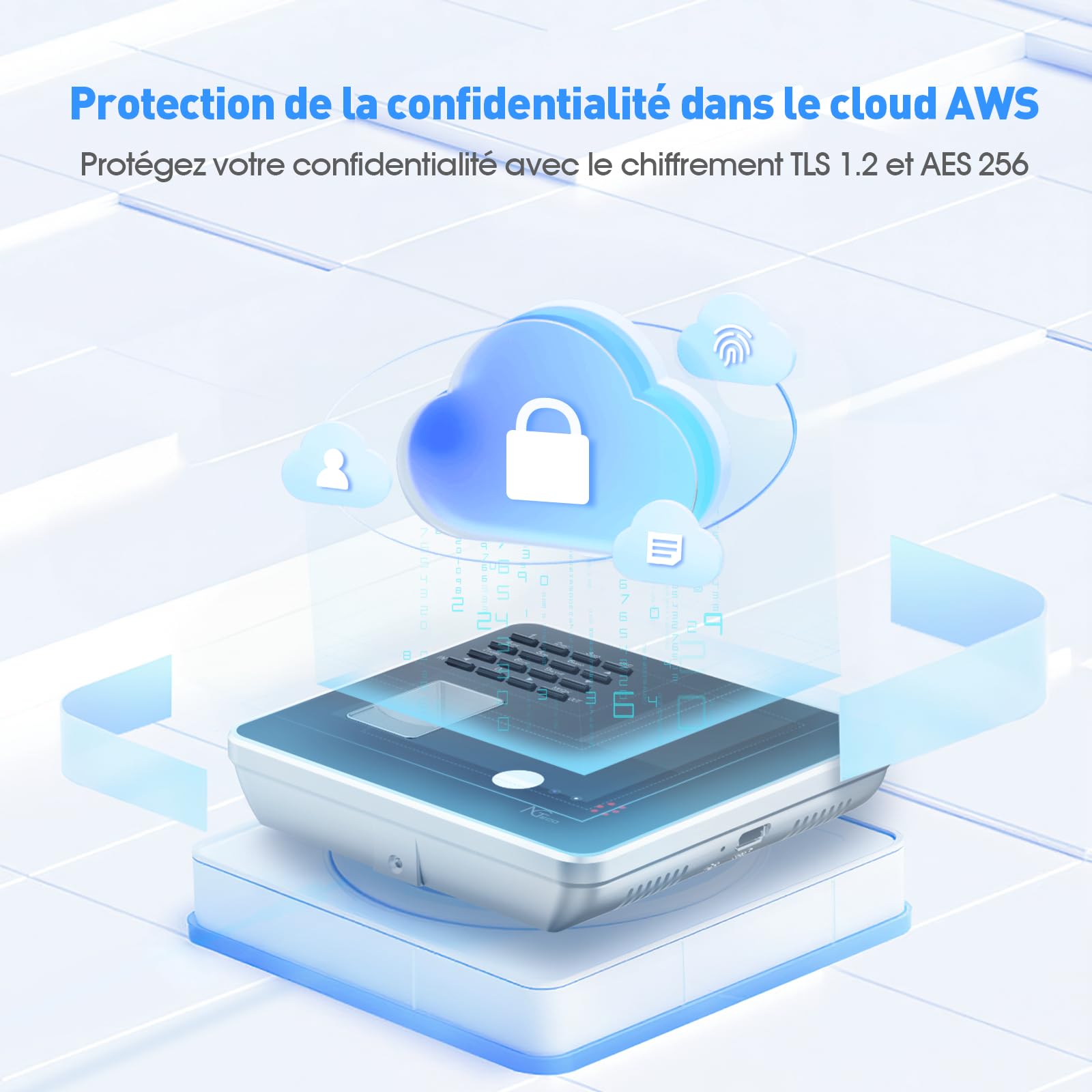 NGTeco Pointeuse Horaire Cloud，100% sans Abonnement，Système Multi-utilisateurs avec Synchronisation en Temps Réel et Sécurité AWS Machine à Carte de Pointage avec Logiciel de Contrôle à Distance