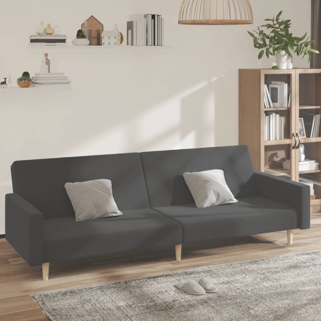 Sofá Cama de 2 plazas Tela Gris Oscuro,Mobiliario,Sofás,29kg-375728