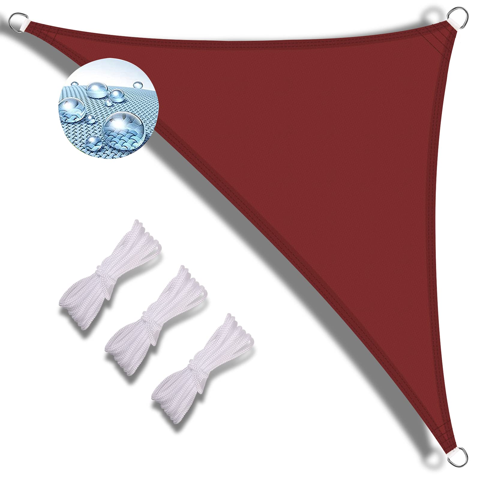 GJZQDKX Triangular Sun Shade Sail 3x4x5m Waterproof Outdoor Canopy Durable and Elastic Patio Shade with Fastening Rope - Rust Red Garden Umbrella