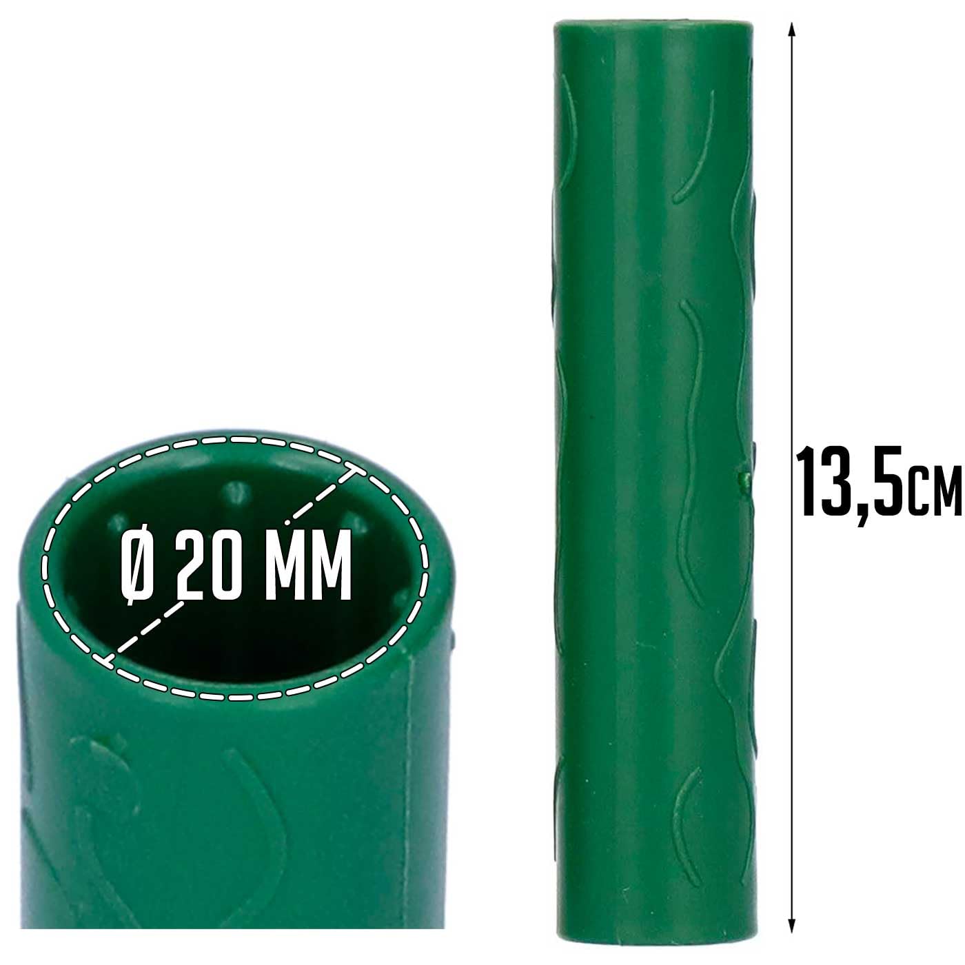 Tradineur Lot de 50 rallonges pour tuteurs de 20 mm en plastique Motif gaufré Vert (5 Pack de 10)
