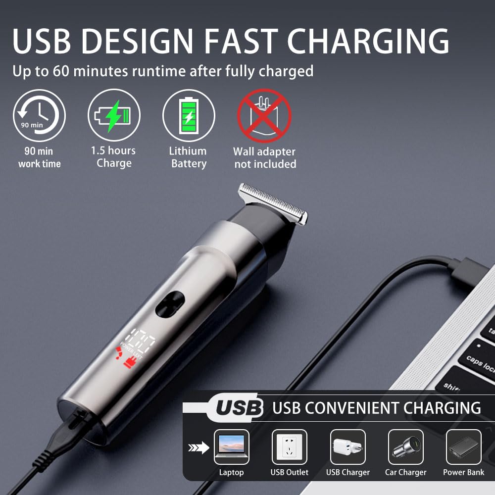 Rasoio elettrico 5 in 1, rasoio elettrico senza fili, baffi e peli del naso con display a LED, rasoio ricaricabile impermeabile