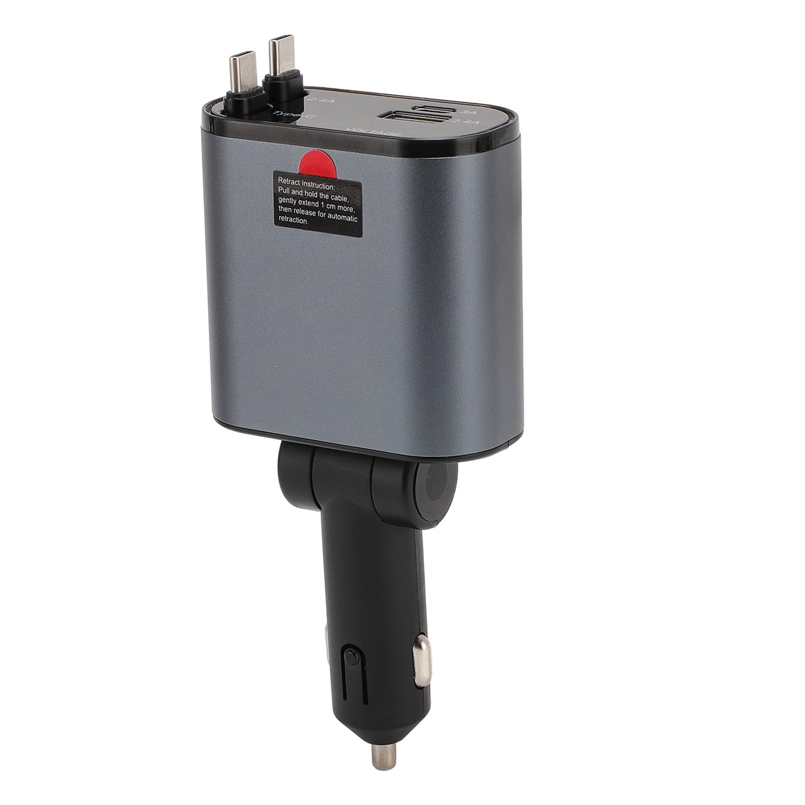 Caricatore rapido per cellulare da auto, retrattile, 4 in 1, 120 W, caricatore rapido per cellulare, adattatore di tipo C, con 2 cavi e 2 porte USB per