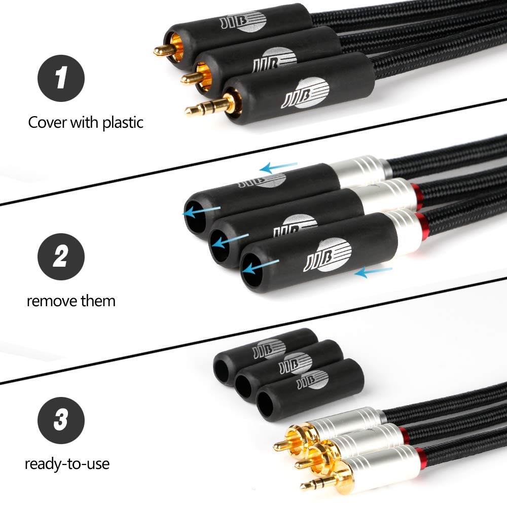 JIB Boaacoustic 4N OFC HiFi 3,5 mm męski na 2 RCA męski audio pomocniczy rozdzielacz stereo Y kabel adaptera 3M