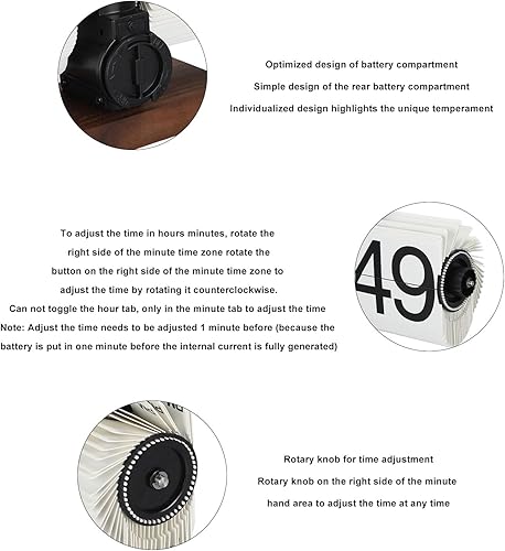 Miniatura 4 de Reloj retro con tapa, reloj de escritorio con pilas, reloj de mesa abatible de 12 horas, reloj mecánico retro abatible de gran número con base de