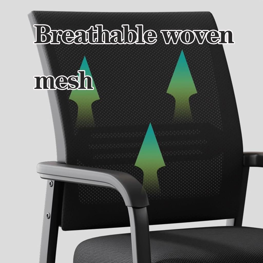 Sillas de Oficina apilables con Respaldo de Malla, sillas de Espera para Invitados con Asiento tapizado en Tela y Soporte Lumbar ergonómico para recepción de escuelas e Iglesias (5 Piezas-1)