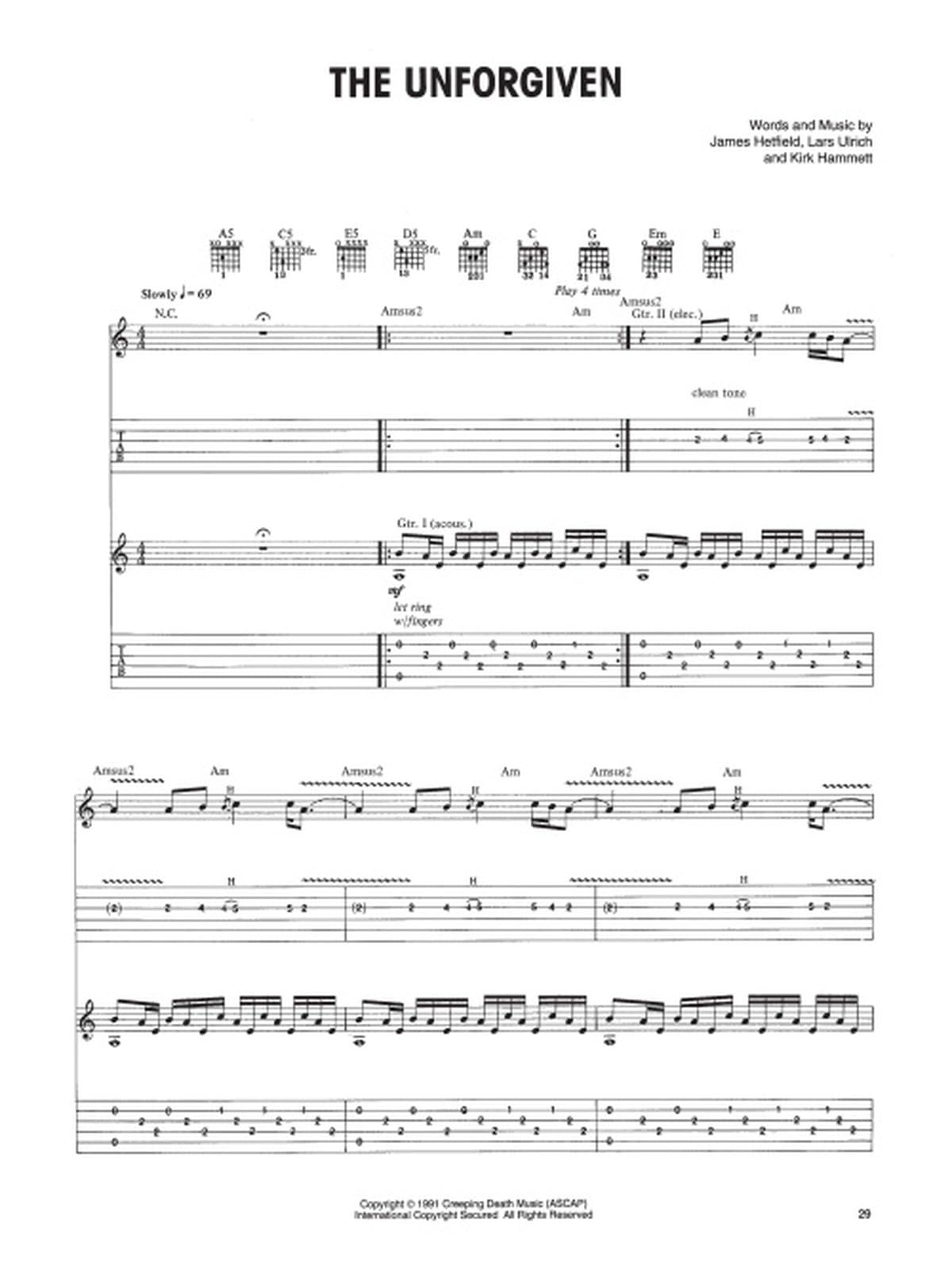 Metallica - Black. Solo pour Guitare.