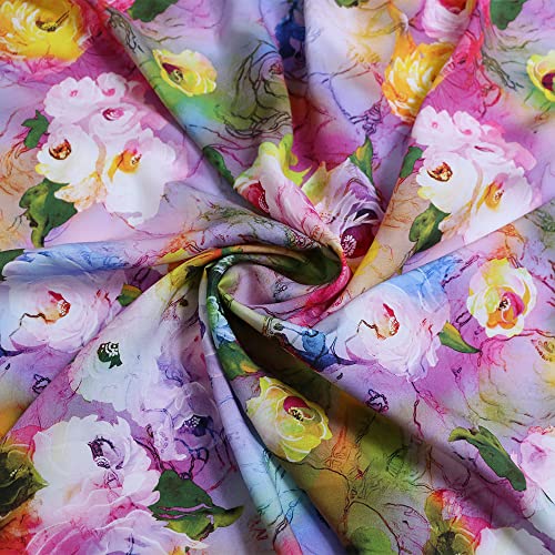 100cm* 140cm Rose Floral Poplin Print Rayon Fabric Digital Print Viscose Fabric Dress Rayon Material (1 Meter)
