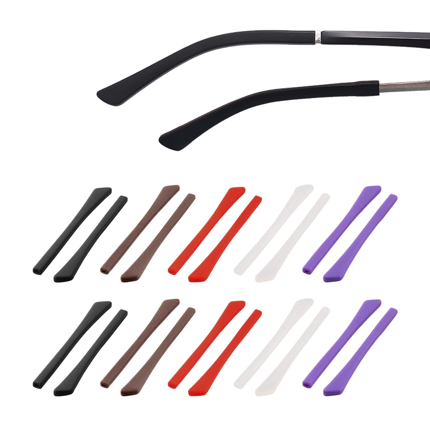 10 Paia di Coprigambe per Occhiali in Silicone Morbido, Coprigambe per Occhiali Elastici Antiscivolo, Accessori per Il Fissaggio degli Occhiali, Adatti per L'Uso Quotidiano, Fitness, Ciclismo.