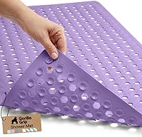 Vista 10 de Gorilla Grip - Alfombrilla de ducha patentada, 21 x 21 pulgadas, lavable, cuadrada, para ducha con agujeros de drenaje, ventosas.
