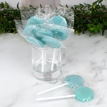 Light Blue Candy Lollipops - 1,040 Pieces - Blueberry Bulk Candy Lollis for Candy Buffets, Edible Party Favors for Kids and Adults, Goodie Bags, and Giveaways