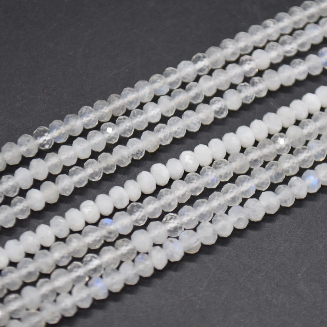 Rainbow Moonstone Gemstone Faceted Rondelle Spacer Beads - 3mm x 2mm - 15'' Strand