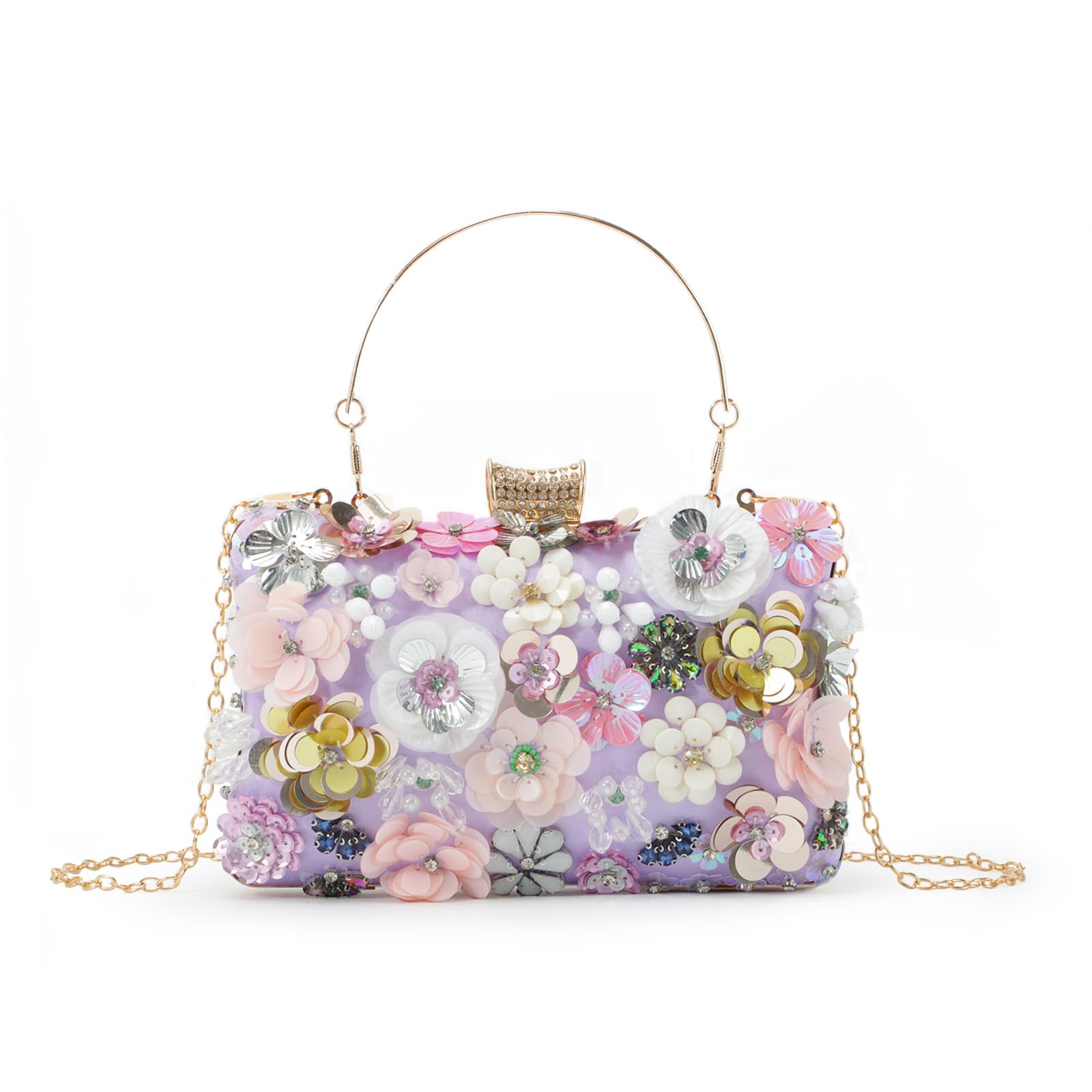 LanpetWomen Clutches Flower Evening Handbag Chain Strap Shoulder Bag
